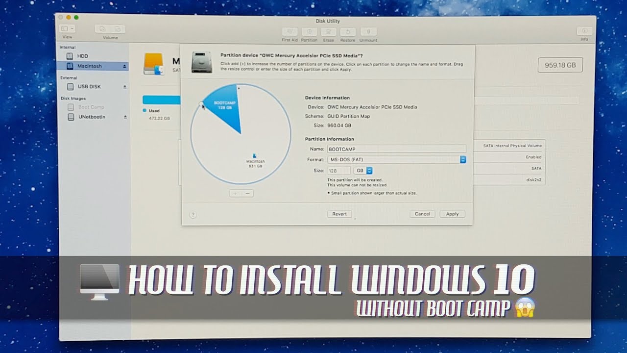 install windows 10 on macbook without bootcamp
